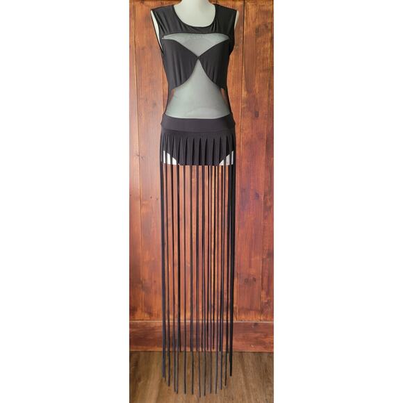 Vintage Uptown USA Black Cut‑Out One‑Piece Swimsuit Size L Made in USA Dramatic - Picture 1 of 16